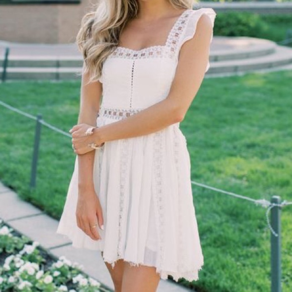 Free People Verona Lace Trim Minidress Small White